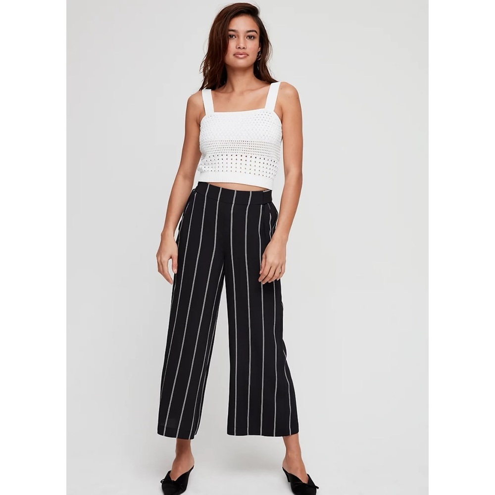 Wilfred Women's Pinstripe High Waisted Wide Leg Faun Pant